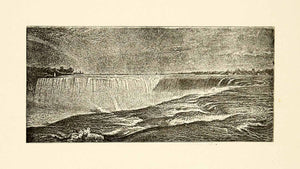 1884 Wood Engraving Niraga Great Waterfall Historic Famous Landmark New GCK1