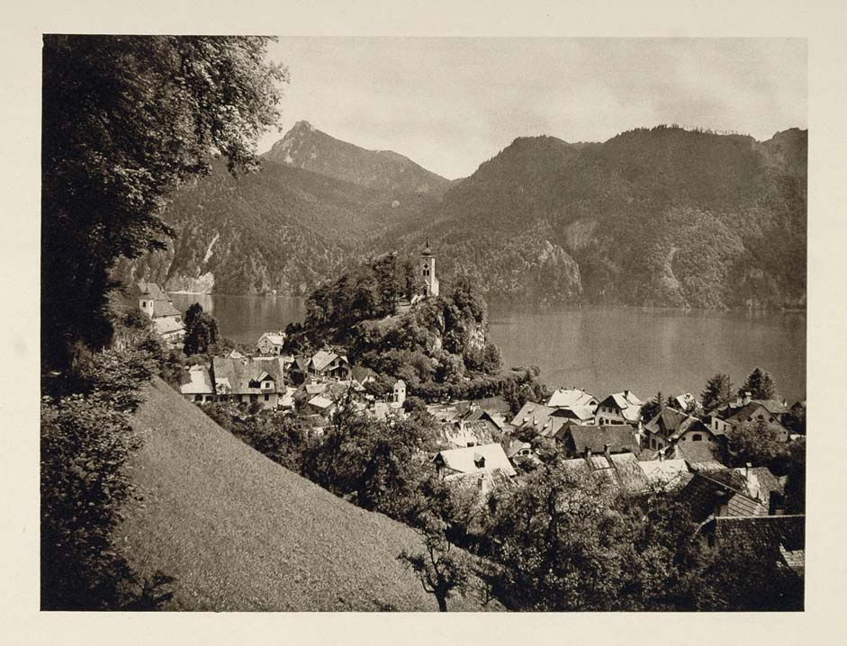 1928 Traunkirchen Village Austria Lake Mountains NICE - ORIGINAL GER1