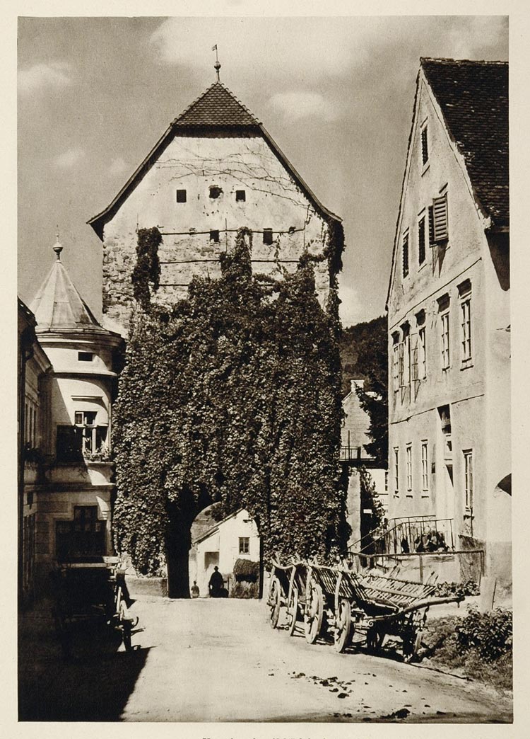1928 Town Gate Haslach Muhlviertel Austria Hielscher - ORIGINAL GER1