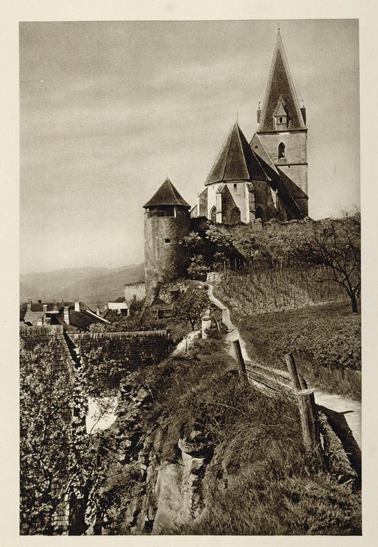 1928 Fortified Church Weissenkirchen Austria Hielscher - ORIGINAL GER1