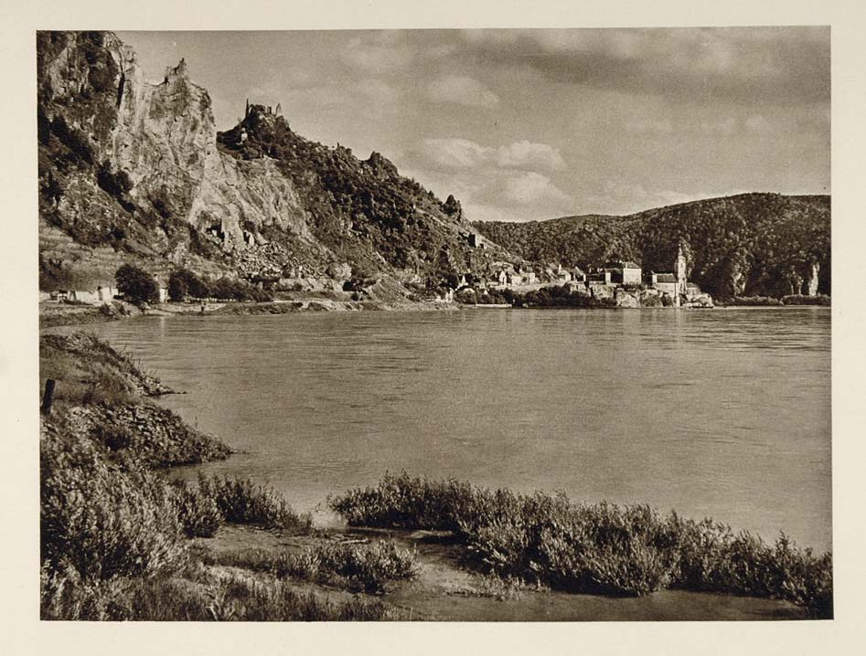 1928 Durnstein Wachau Austria Danube River Photogravure - ORIGINAL GER1