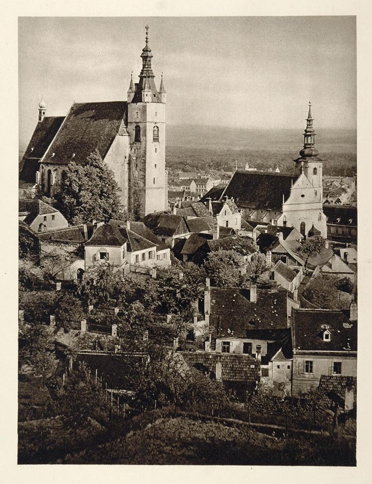 1928 Krems Wachau Austria Austrian Town Photogravure - ORIGINAL GER1