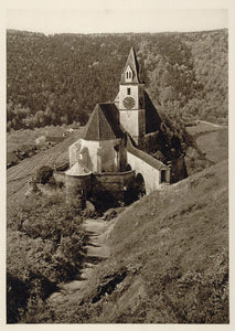 1928 Fortified Church Tower Senftenberg Krems Austria - ORIGINAL GER1