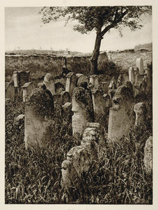 1928 Jewish Cemetery Tombstones Eisenstadt Austria - ORIGINAL PHOTOGRAVURE GER1