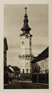 1928 Clock Tower Town Street Bad Radkersburg Austria - ORIGINAL GER1