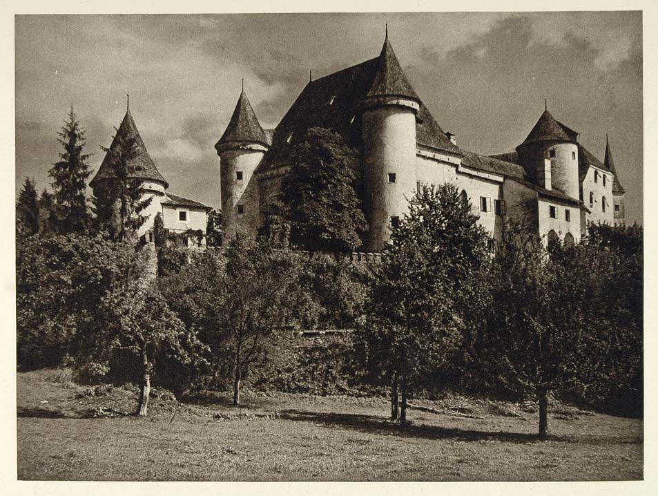 1928 Schloss Frauenstein Castle Chateau Towers Austria - ORIGINAL GER1