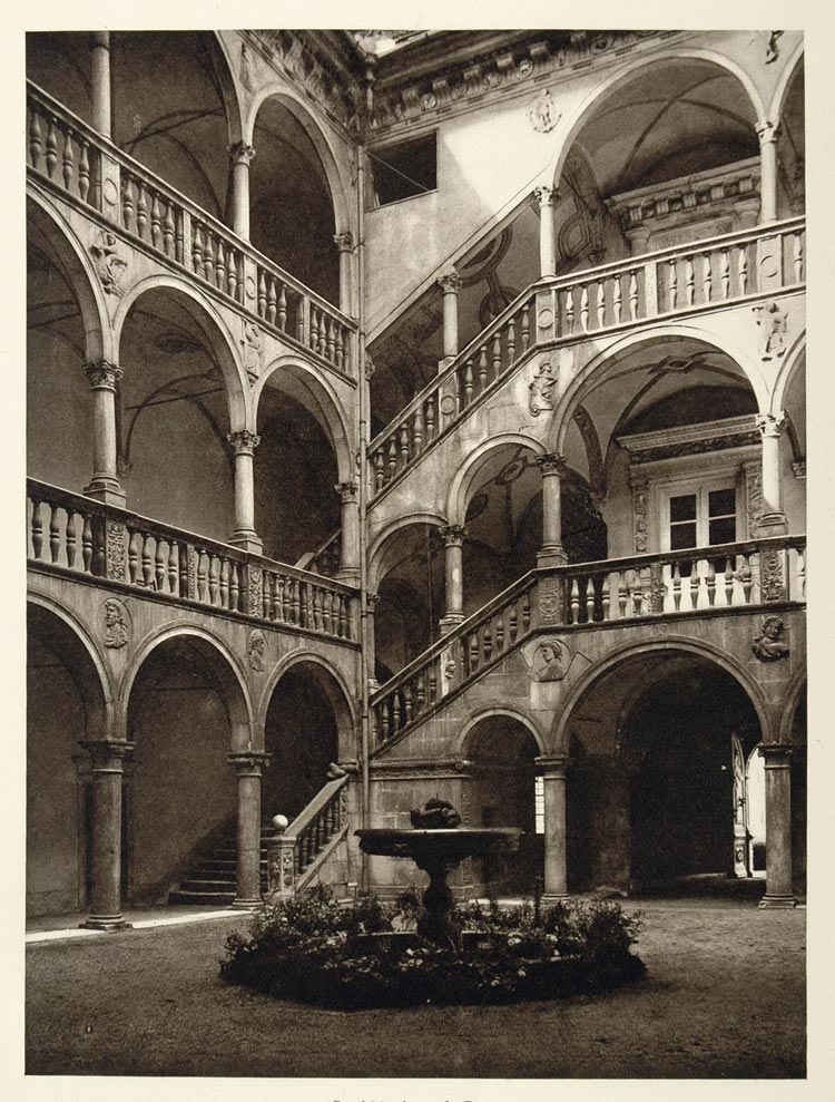 1928 Courtyard Stair Porcia Palace Spittal Drau Austria - ORIGINAL GER1