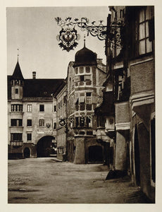 1928 Town Street Buildings Rattenberg Tyrol Austria - ORIGINAL PHOTOGRAVURE GER1
