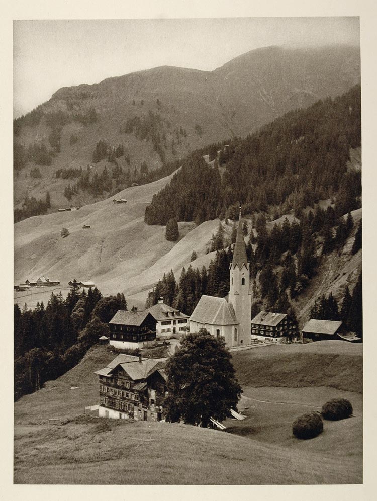 1928 Church of the Assumption Schrocken Village Austria - ORIGINAL GER1