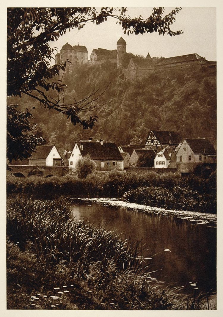 1925 Harburg Castle Wornitz River Bavarian Hielscher - ORIGINAL GER2