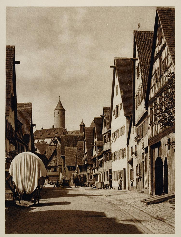 1925 Street Untere Schmiedgasse Dinkelsbuhl Germany - ORIGINAL PHOTOGRAVURE GER2