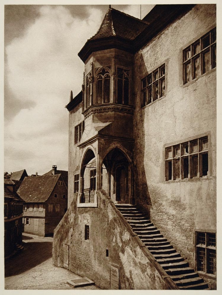 1925 Steps Rathaus Town Hall Dettelbach am Main Germany - ORIGINAL GER2