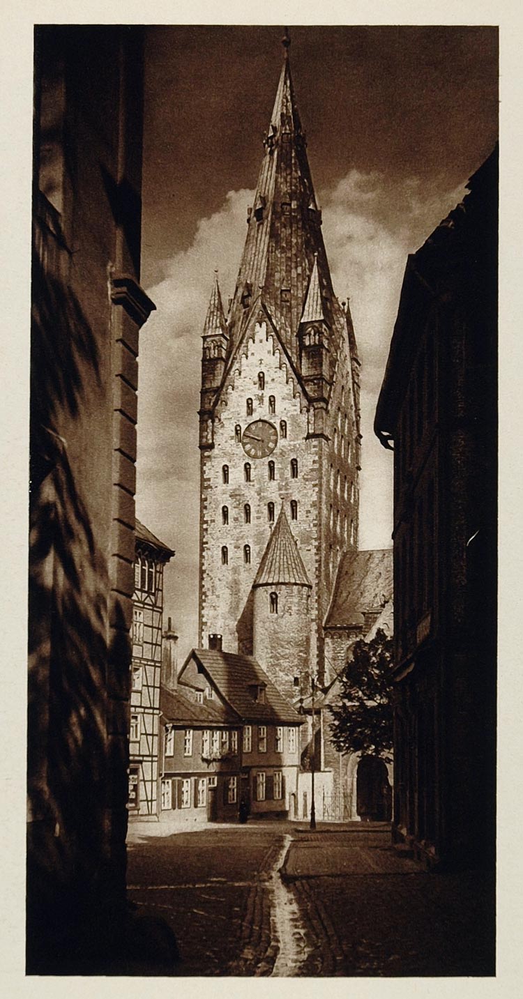 1925 Cathedral Clock Tower Domturm Paderborn Germany - ORIGINAL GER2
