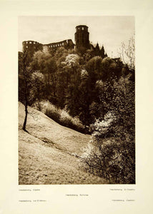 1925 Photogravure Heidelberg Castle Germany Renaissance Tower Konigstuhl GER2