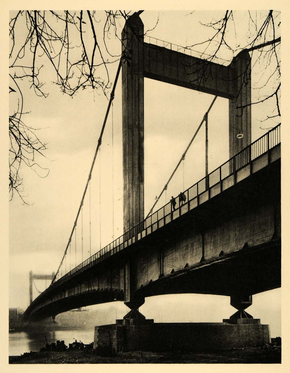 1934 Cologne Mulheim Suspension Bridge Germany Rhine - ORIGINAL GER4