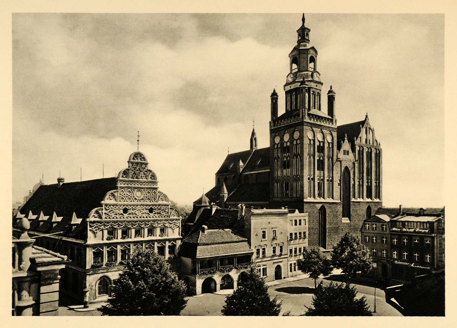 1934 Stargard Szczecinski Cathedral Poland Town Hall - ORIGINAL GER4
