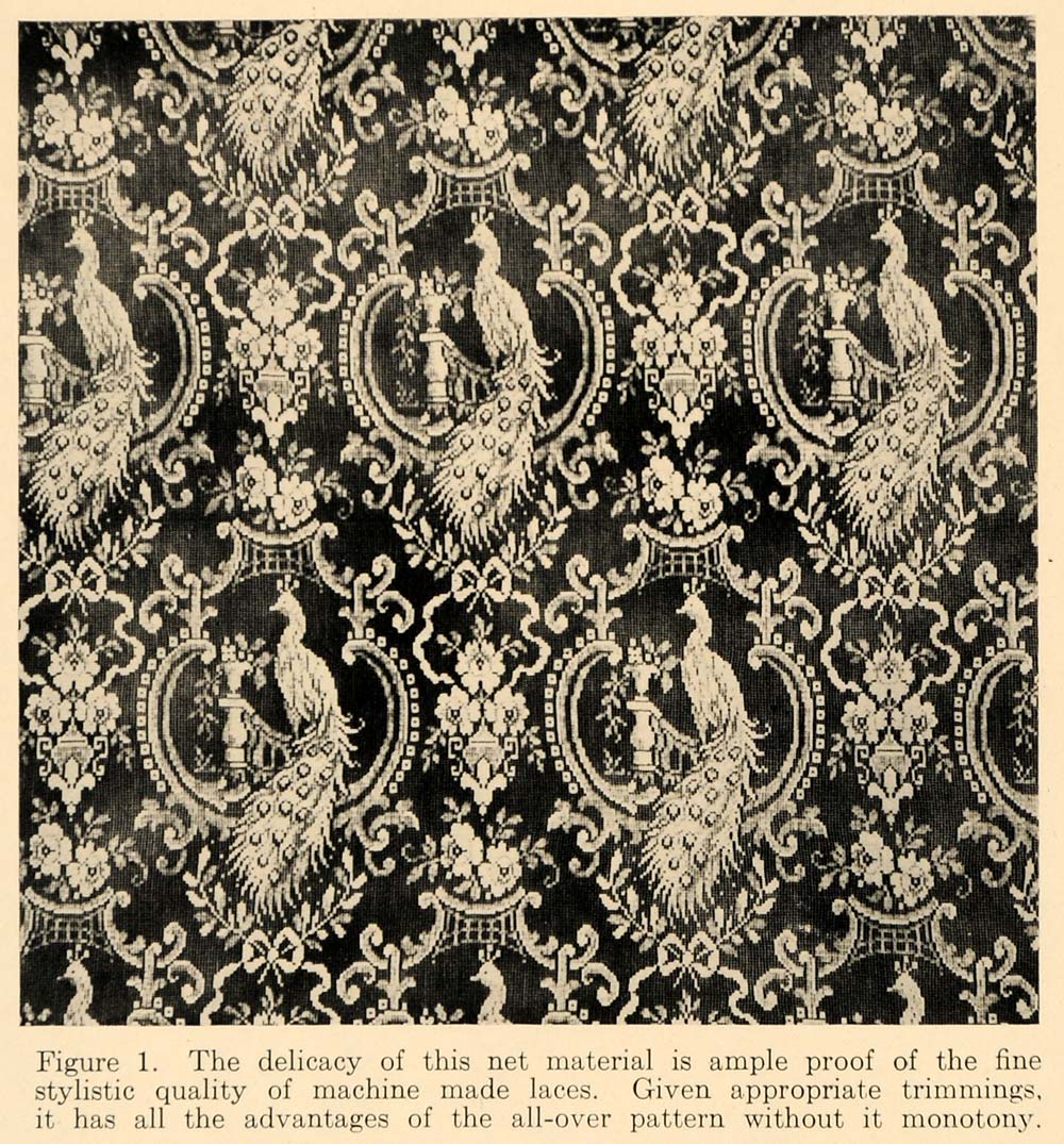 1918 Ad Machine Made Lace Delicacy Net Material Curtain - ORIGINAL GF1