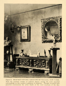 1918 Photograph Bracken Studio Greenwich Statues Decor - ORIGINAL GF1