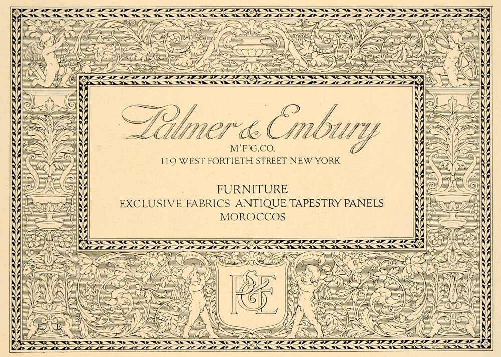 1918 Ad Palmer Embury Manufacturing Furniture Fabrics - ORIGINAL ADVERTISING GF1