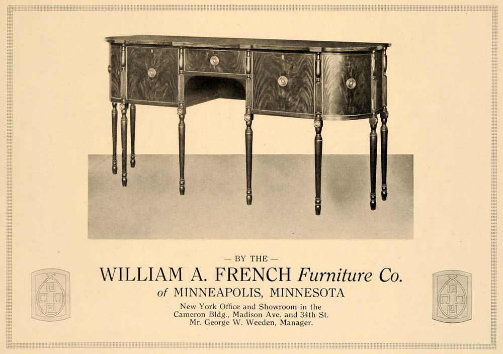 1918 Ad William French Furniture Sideboard Table Buffet - ORIGINAL GF1