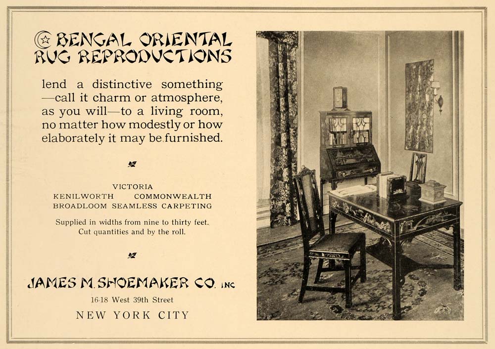 1918 Ad Bengal Oriental Rug Reproductions Kenilworth - ORIGINAL ADVERTISING GF1