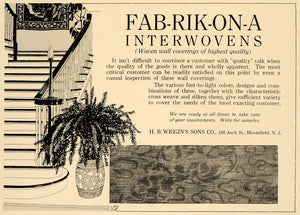 1918 Ad Fab-Rik-On-A Interwovens Wall Coverings Wiggins - ORIGINAL GF1