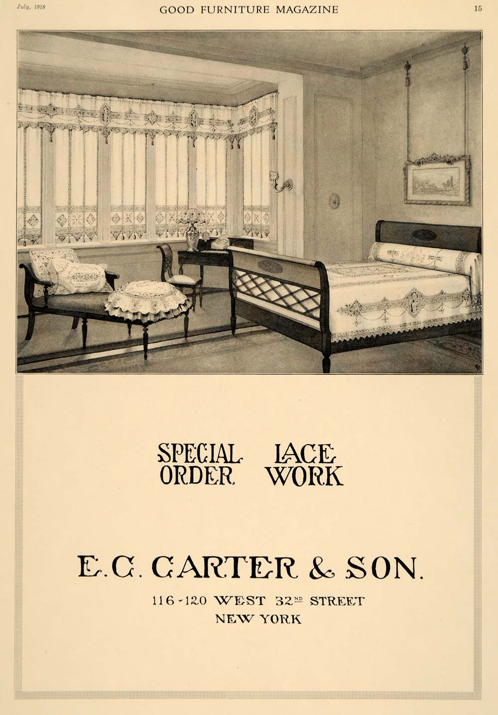 1918 Ad E C Carter And Son Lace Work Home Decor Bedroom - ORIGINAL GF1