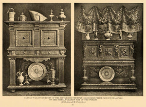 1920 Print Walnut Buffets 16th Century M Chabrieres - ORIGINAL HISTORIC GF1