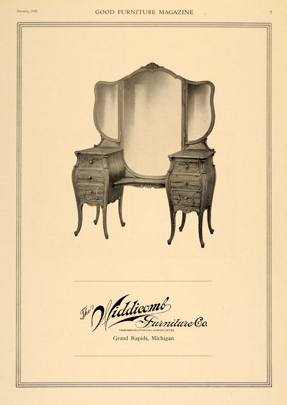 1920 Ad Widdicomb Furniture Grand Rapids Dresser Vanity - ORIGINAL GF1
