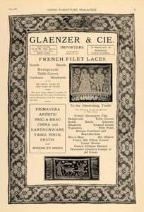 1918 Ad Glaezner Cie. French Filet Lace Linen Fabric - ORIGINAL ADVERTISING GF1