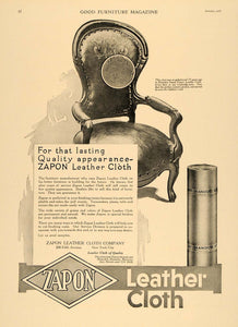 1919 Ad Zapon Leather Cloth Furniture Re-Upholstery - ORIGINAL ADVERTISING GF1