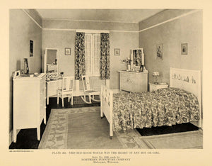 1919 Print Northern Furniture White Wood Child Room Set ORIGINAL HISTORIC GF1