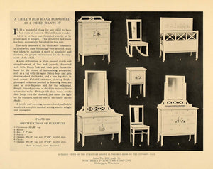 1919 Print Northern Furniture Child Bedroom Furnish Set ORIGINAL HISTORIC GF1