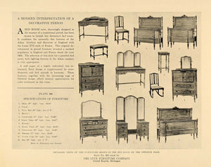 1919 Print Luce Furniture Louis XVI Style Desks Chairs ORIGINAL HISTORIC GF1