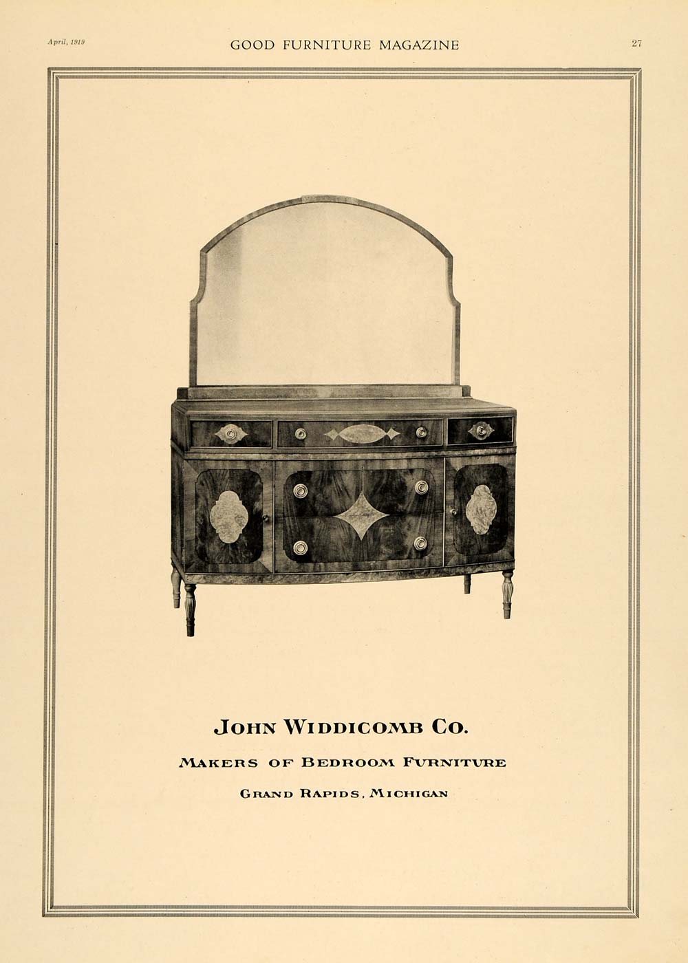 1919 Ad John Widdicomb Bedroom Furnitures Inlay Dresser - ORIGINAL GF1