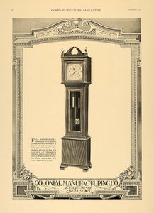1920 Ad Colonial Manufacturing Floor Stand Clocks - ORIGINAL ADVERTISING GF1