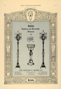 1920 Ad Edward N Riddle Co. Lighting Decorative Lamps - ORIGINAL ADVERTISING GF1