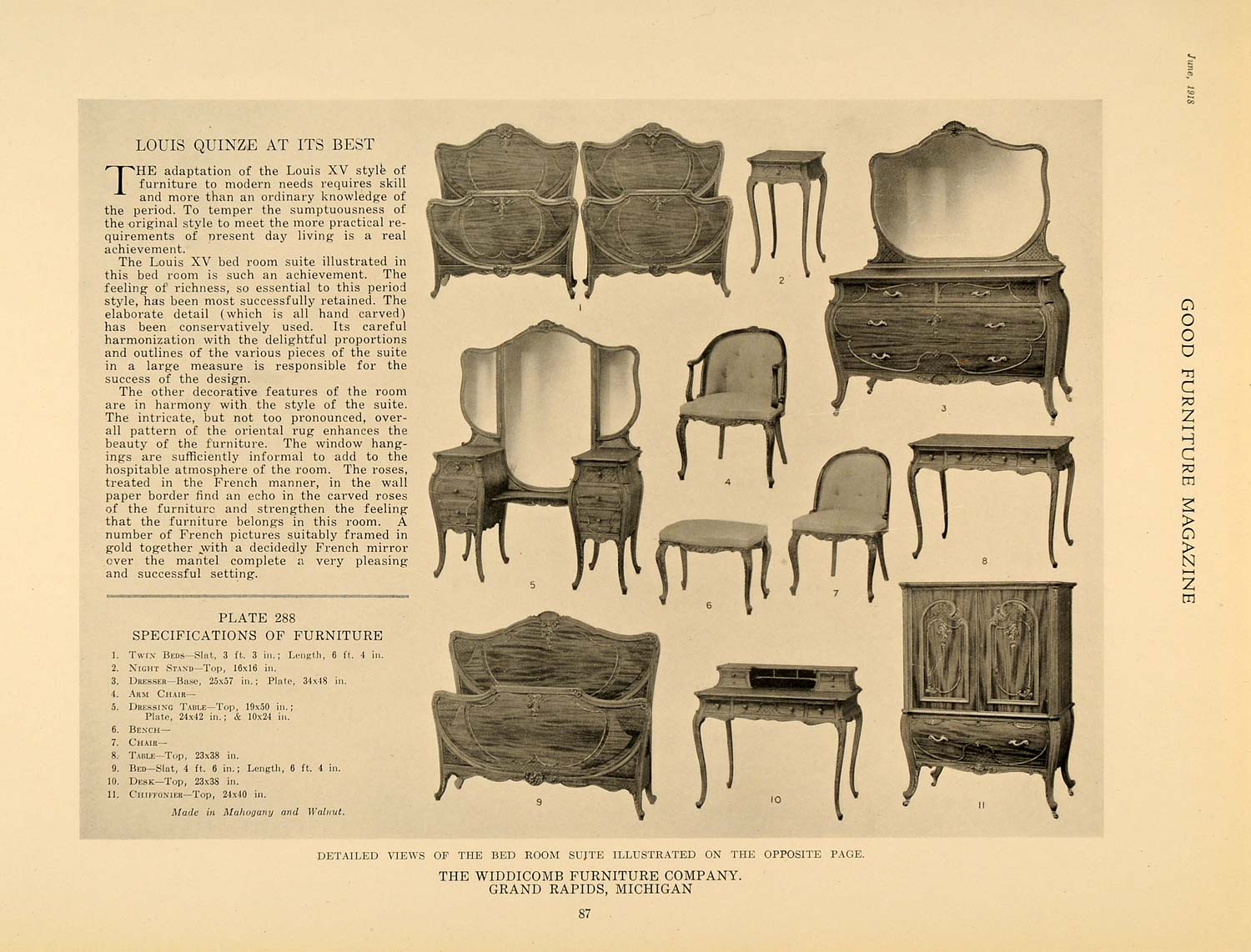 1918 Ad Chiffonier Dressing Table Widdicomb Furniture - ORIGINAL