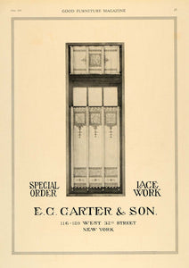 1918 Ad E C Carter & Son Lace Work Window Treatments - ORIGINAL ADVERTISING GF1