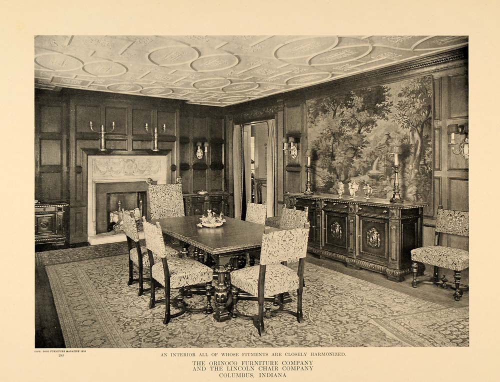 1918 Print Orinoco Furniture Lincoln Chair Dining Room ORIGINAL HISTORIC GF1