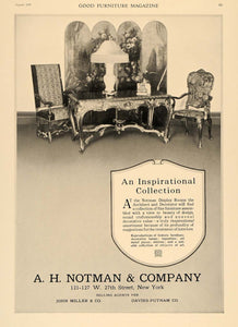 1918 Ad Hotman Furniture Tapestry Table Chairs Decor - ORIGINAL ADVERTISING GF1