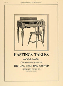 1918 Ad Hastings Table Desk Chair Furniture Home Decor - ORIGINAL GF1