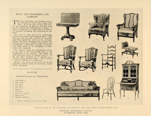 1918 Print Hubbard Eldredge Miller Furniture Jacobean ORIGINAL HISTORIC GF1