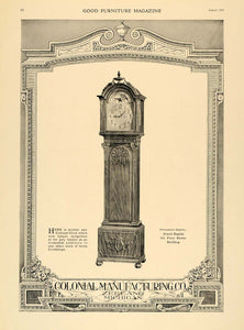 1918 Ad Colonial Manufacturing Floor Stand Clock Decor - ORIGINAL GF1