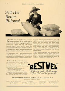 1920 Ad Robinson-Roders Restwel Bedding Pillows Decor - ORIGINAL ADVERTISING GF1