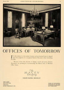 1930 Ad Macey Offices Of Tomorrow Furniture Michigan - ORIGINAL ADVERTISING GF2