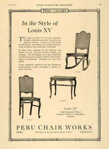 1918 Ad Peru Chair Models Louis XV Style Walnut Table - ORIGINAL ADVERTISING GF2