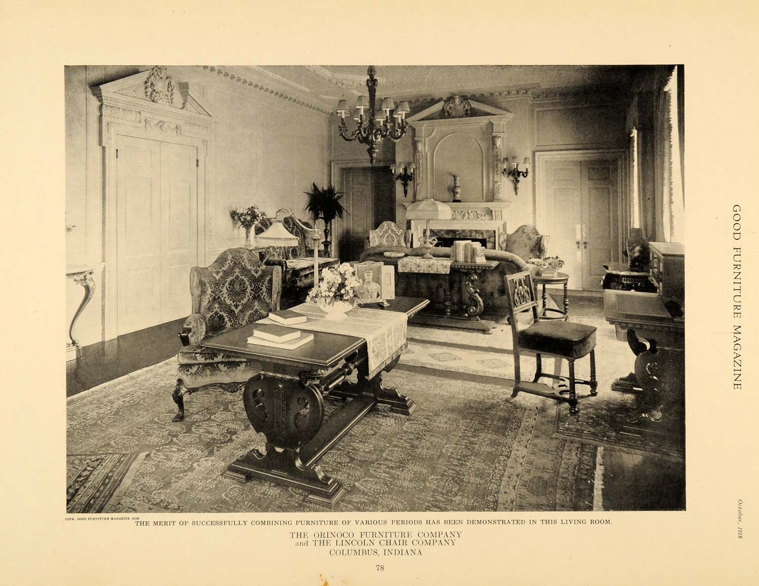 1918 Print Orinoco Furniture Lincoln Chair Living Room ORIGINAL HISTORIC GF2