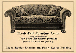 1919 Ad Chesterfield Upholstered Furniture Floral Couch - ORIGINAL GF2