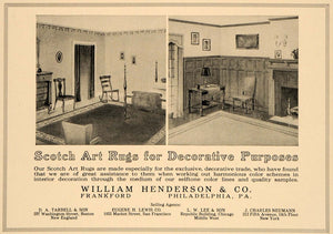 1919 Ad William Henderson Home Decor Scotch Art Rugs - ORIGINAL ADVERTISING GF2